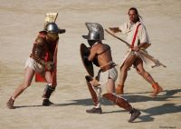 Les gladiateurs dans l’arène de Grand. Du 26 au 27 mai 2012 à Grand. Vosges. 